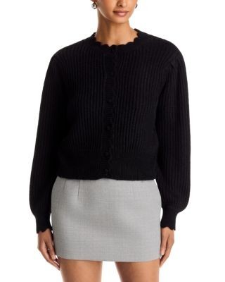 Aqua Trudy Scalloped Ribbed Cardigan - Exclusive