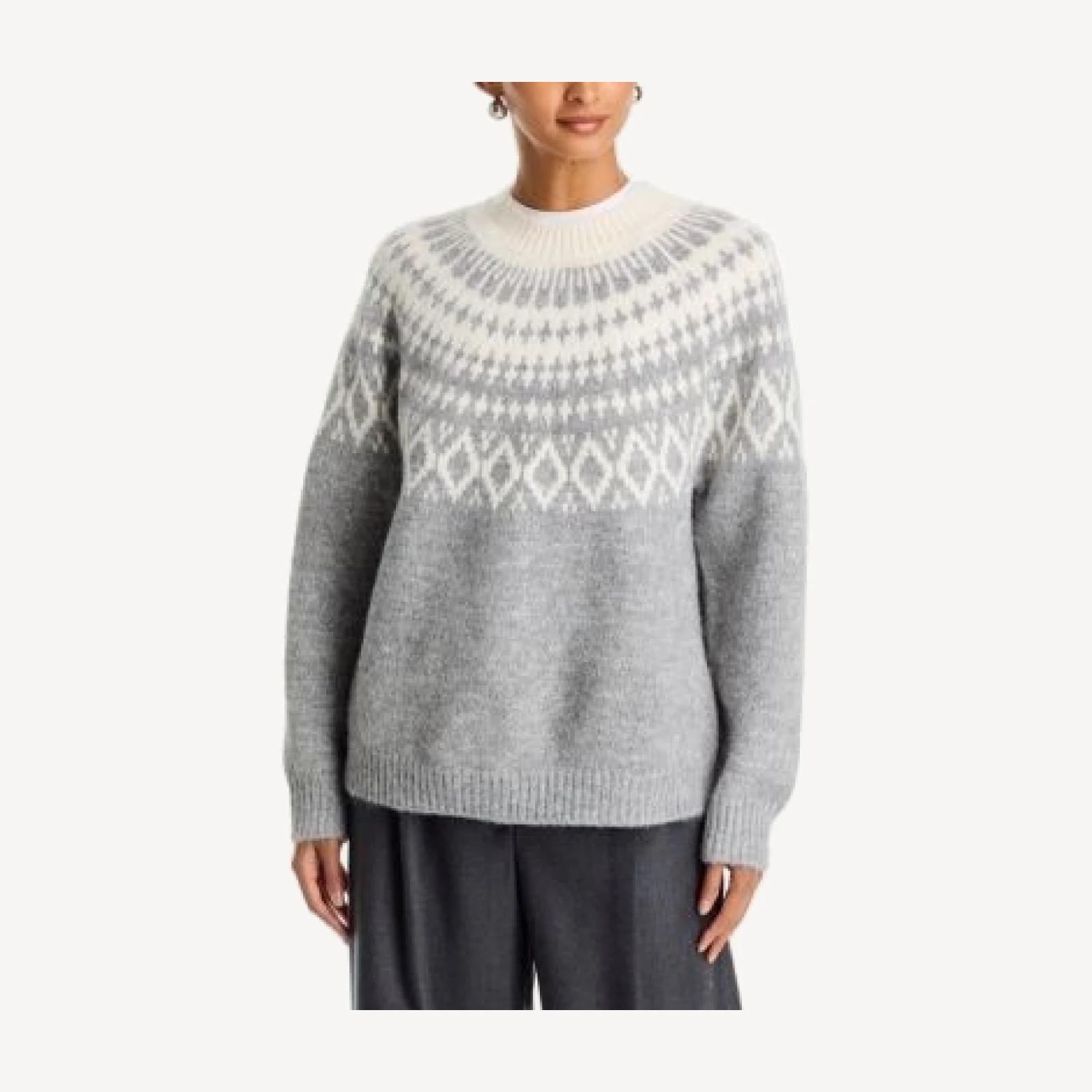 Aqua Hasana Fair Isle Crewneck Sweater - Exclusive