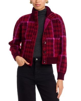 Aqua Houndstooth Plaid Button Front Cardigan - Exclusive