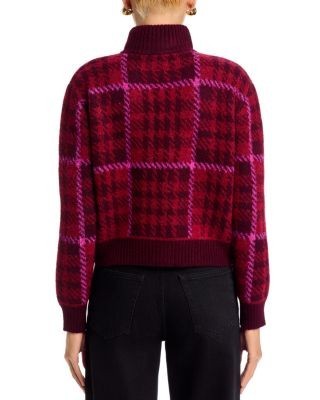 Aqua Houndstooth Plaid Button Front Cardigan - Exclusive