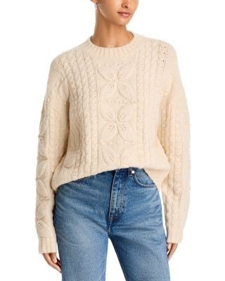 Aqua Floral Cable Knit Sweater - Exclusive