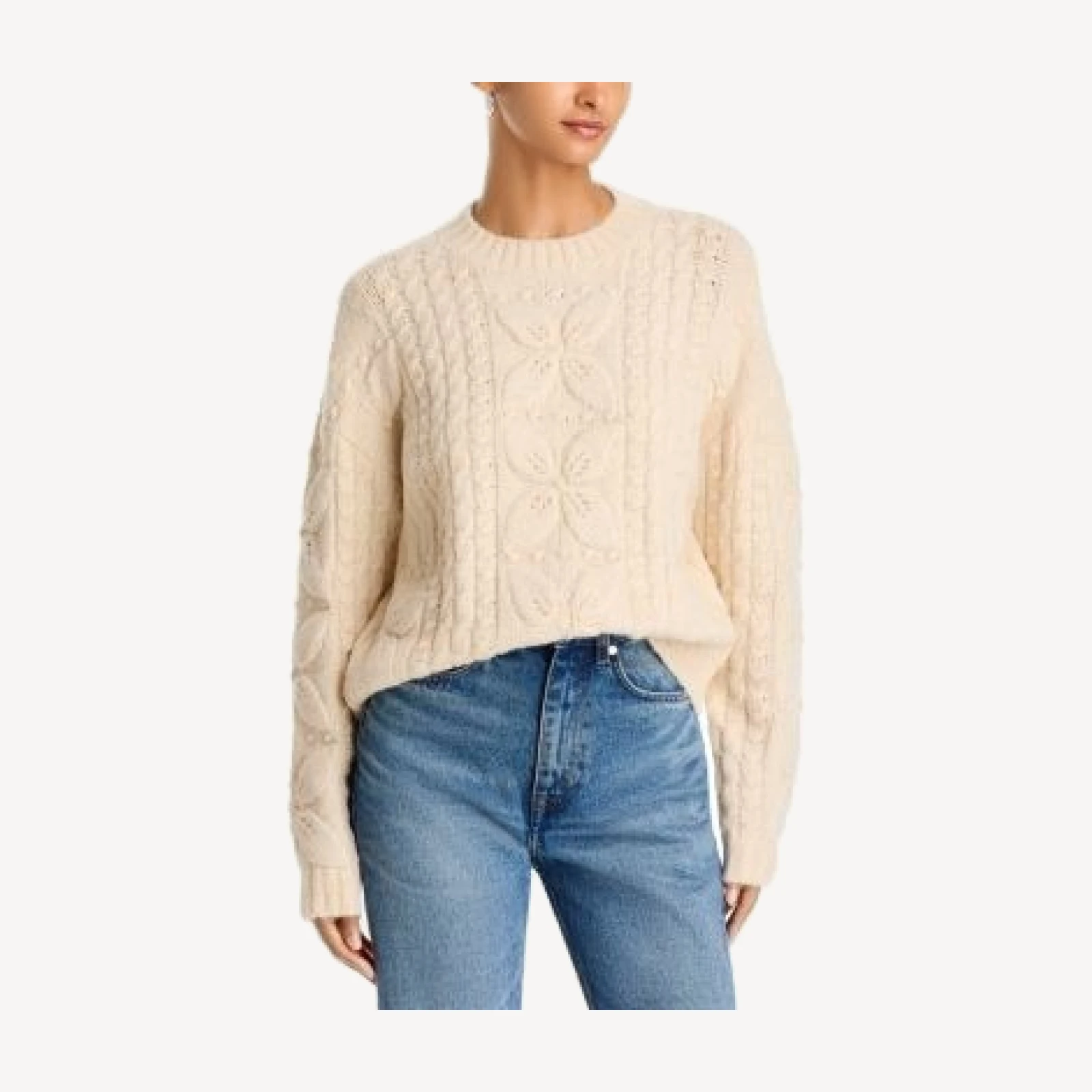 Aqua Floral Cable Knit Sweater - Exclusive
