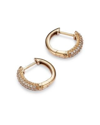 Diamond Hoop Earrings in 14K Yellow Gold, .20 tcw