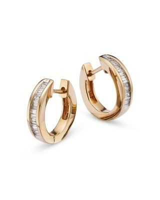 Channel Set Diamond Hoop Earrings in 14K Yellow Gold, 0.25 tcw