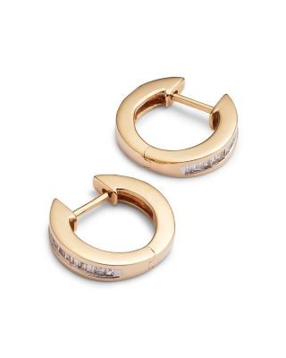 Channel Set Diamond Hoop Earrings in 14K Yellow Gold, 0.25 tcw