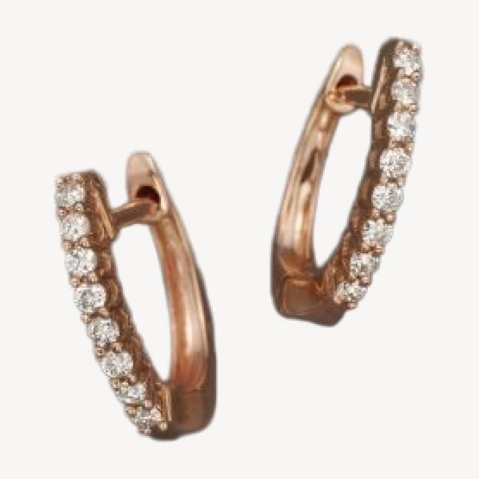Diamond Huggie Hoop Earrings in 14K Rose Gold, 0.15 tcw