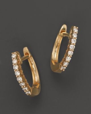 Diamond Huggie Hoop Earrings in 14K Yellow Gold, 0.15 tcw