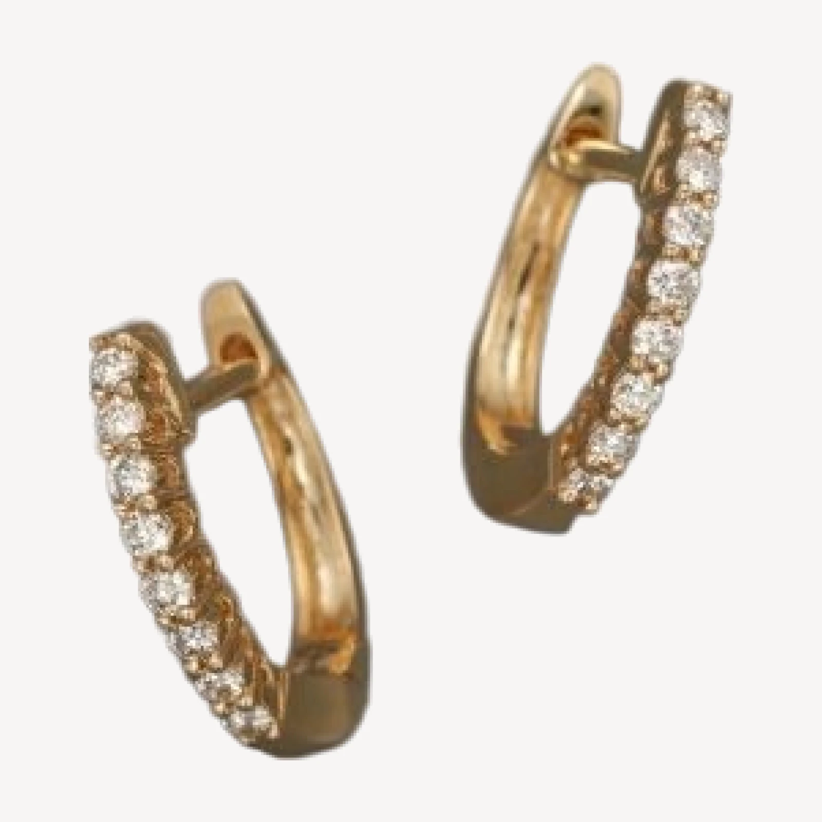 Diamond Huggie Hoop Earrings in 14K Yellow Gold, 0.15 tcw