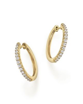 Diamond Hoop Earrings in 14K Yellow Gold, .40 tcw