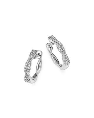 Bloomingdale's Fine Collection Diamond Twisted Hoop Earrings in 14K White Gold, 0.20 tcw