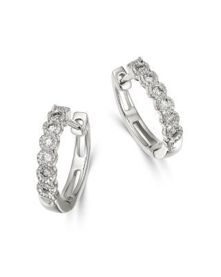 Bloomingdale's Fine Collection Diamond Milgrain Huggie Hoop Earrings in 14K White Gold, 0.10 tcw