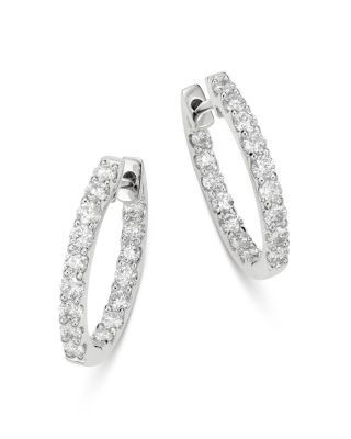 Bloomingdale's Fine Collection Diamond Inside-Out Oval Hoop Earrings in 14K White Gold, 1.0 tcw