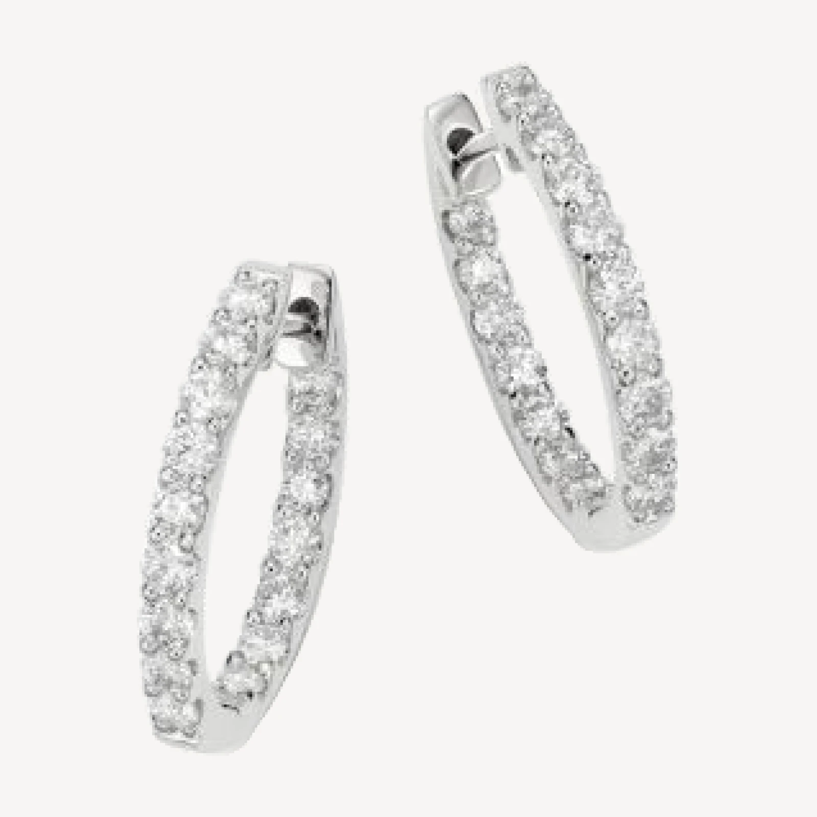Bloomingdale's Fine Collection Diamond Inside-Out Oval Hoop Earrings in 14K White Gold, 1.0 tcw