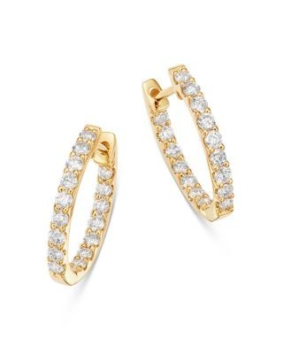 Bloomingdale's Fine Collection Diamond Inside-Out Oval Hoop Earrings in 14K Yellow Gold, 1.0 tcw