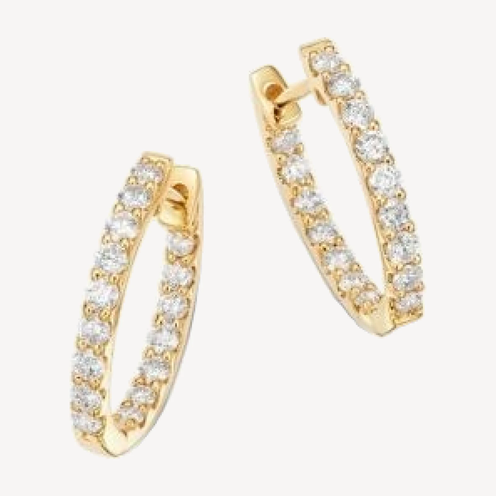 Bloomingdale's Fine Collection Diamond Inside-Out Oval Hoop Earrings in 14K Yellow Gold, 1.0 tcw