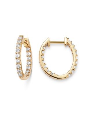 Bloomingdale's Fine Collection Diamond Inside-Out Oval Hoop Earrings in 14K Yellow Gold, 1.0 tcw