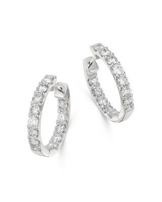 Bloomingdale's Fine Collection Diamond Oval Inside Out Hoop Earrings in 14K White Gold, 2.0 tcw