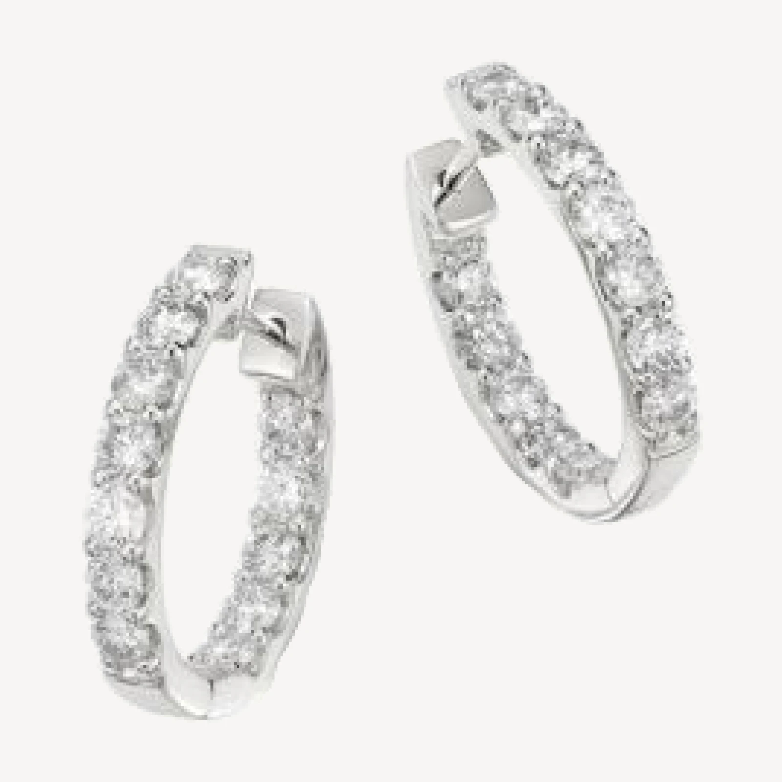 Bloomingdale's Fine Collection Diamond Oval Inside Out Hoop Earrings in 14K White Gold, 2.0 tcw
