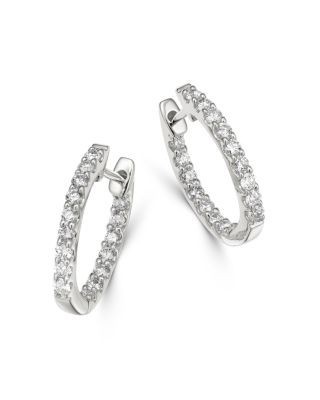 Bloomingdale's Fine Collection Diamond Huggie Hoop Earrings in 14K White Gold, 0.5 tcw