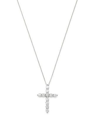 Bloomingdale's Fine Collection Diamond Cross Pendant Necklace in 14K White Gold, 2.0 tcw