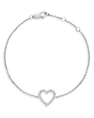 Bloomingdale's Fine Collection Diamond Heart Bracelet in 14K White Gold, 0.25 tcw