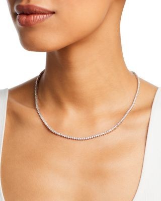 Bloomingdale's Fine Collection Certified Colorless Diamond Classic Tennis Necklace in 14K White Gold, 5.5 tcw