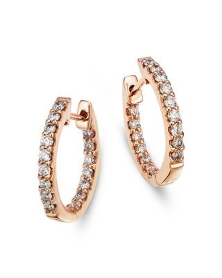 Bloomingdale's Fine Collection Diamond Inside Out Huggie Hoop Earrings in 14K Rose Gold, 0.50 tcw