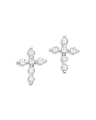 Bloomingdale's Fine Collection Diamond Cross Stud Earrings in 14K White Gold, 0.60 tcw
