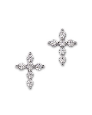 Bloomingdale's Fine Collection Diamond Cross Stud Earrings in 14K White Gold, 0.60 tcw