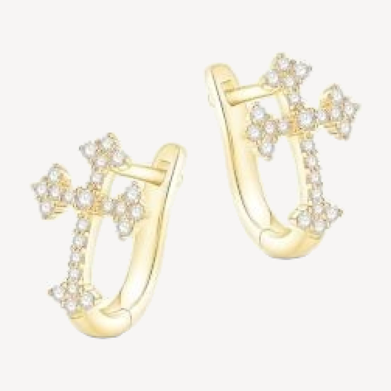 Bloomingdale's Fine Collection Diamond Cross Hoop Earrings in 14K Yellow Gold, 0.25 tcw