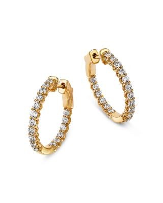 Bloomingdale's Fine Collection Diamond Inside Out Round Hoop Earrings in 14K Yellow Gold, 1 tcw