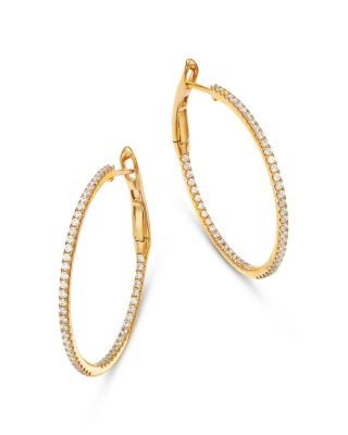 Bloomingdale's Fine Collection 14K Yellow Gold Diamond Inside Out Round Hoop Earrings, 1.0 tcw