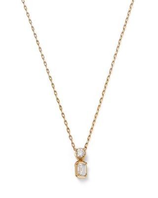 Bloomingdale's Fine Collection Diamond Round & Emerald Cut Pendant Necklace in 14K Yellow Gold, 0.33 tcw