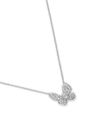 Bloomingdale's Fine Collection Diamond Pave Cut Butterfly Pendant Necklace in 14K White Gold, 0.33 tcw