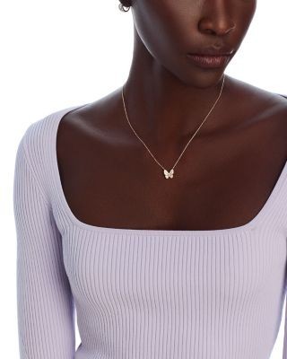 Bloomingdale's Fine Collection Diamond Butterfly Pendant Necklace in 14K Rose Gold, 0.33 tcw