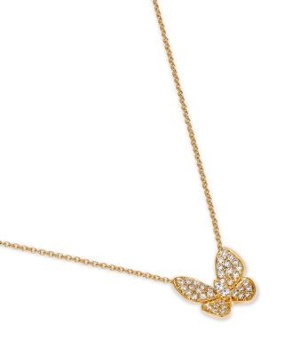 Bloomingdale's Fine Collection Diamond Pave Cut Butterfly Pendant Necklace in 14K Yellow Gold, 0.33 tcw