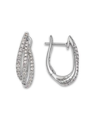 Bloomingdale's Fine Collection Diamond Pave Cut Triple Twist Oval Hoop Earrings in 14K White Gold, 1.1 tcw