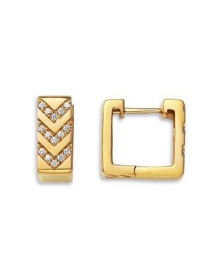 Bloomingdale's Fine Collection Diamond Chevron Square Huggie Hoop Earrings in 14K Yellow Gold, 0.16 tcw