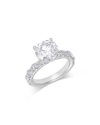 Bloomingdale's Fine Collection Luxe Collection Certified Lab Grown Diamond Emerald Cut Band Engagement Ring in 18K White Gold, 4.2 tcw