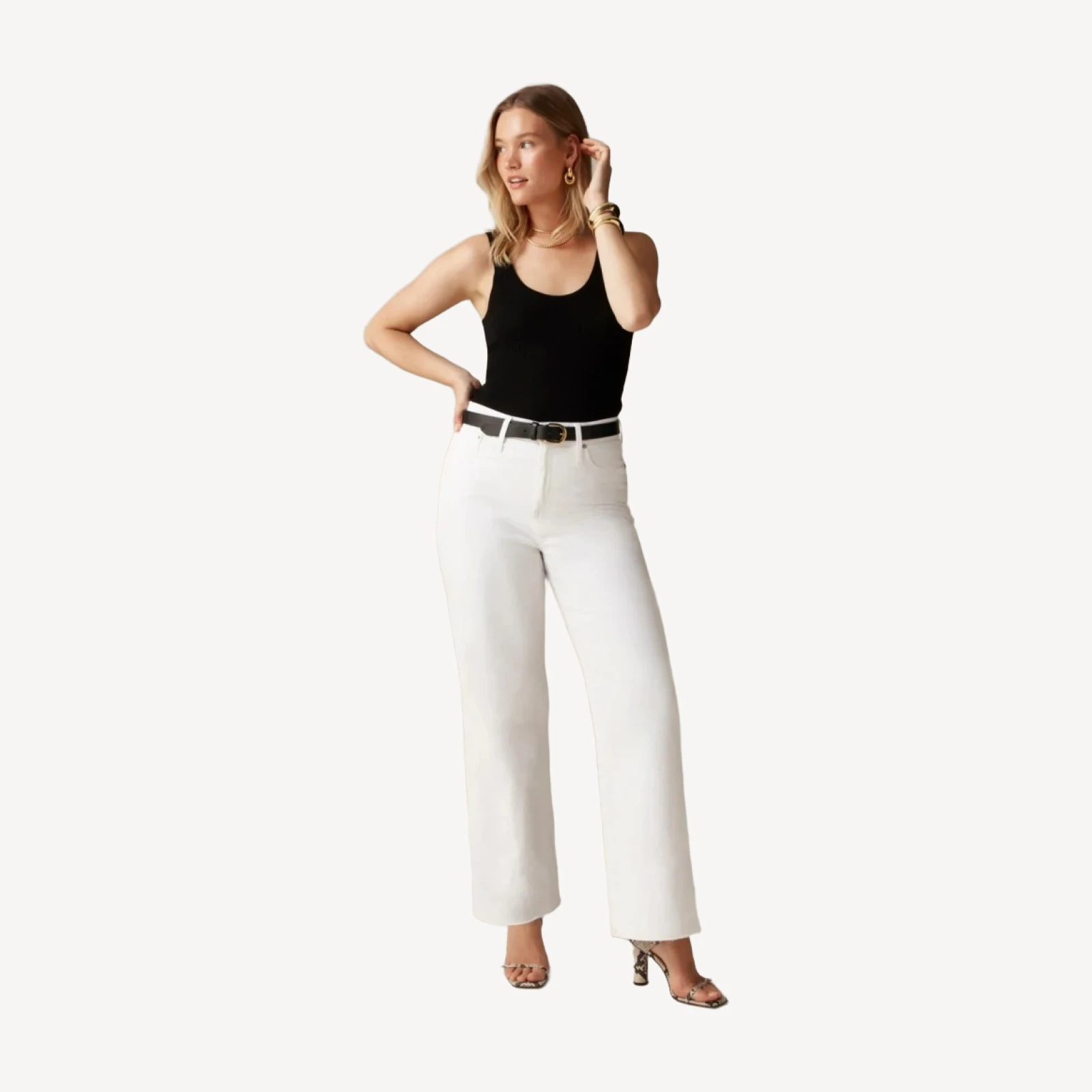 Slim wide-leg jean in white wash
