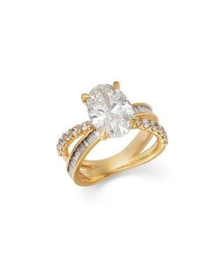 Bloomingdale's Fine Collection Luxe Collection Certified Lab Grown Diamond Oval Cut Engagement Ring in 18K Yellow Gold, 3.85 tcw