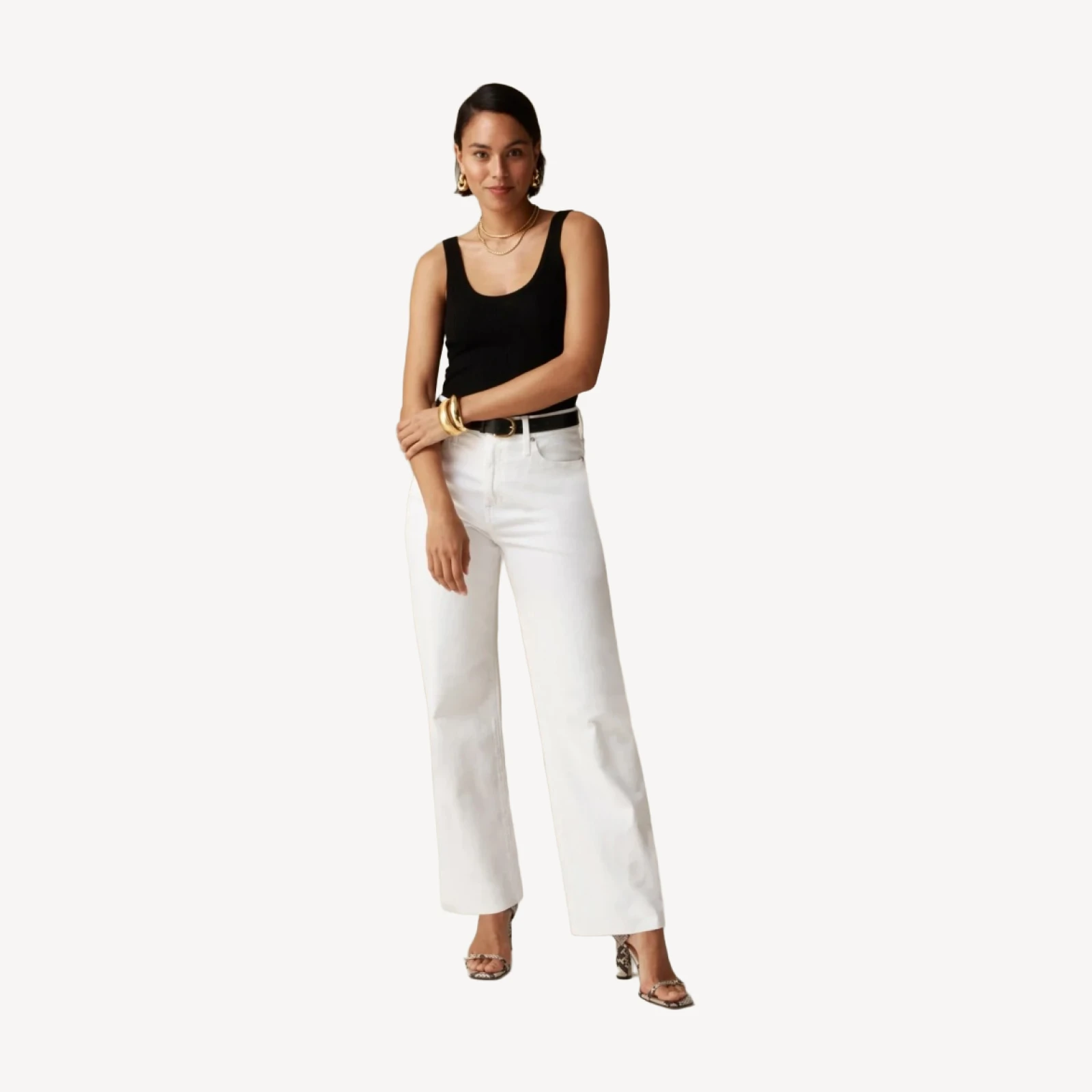 Slim wide-leg jean in white wash