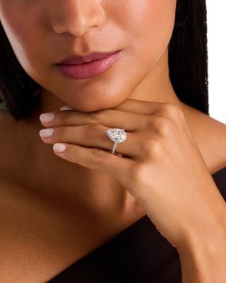 Bloomingdale's Fine Collection Luxe Collection Certified Lab Grown Diamond Pear Shaped Halo Engagement Ring in 18K White Gold, 3.5 tcw
