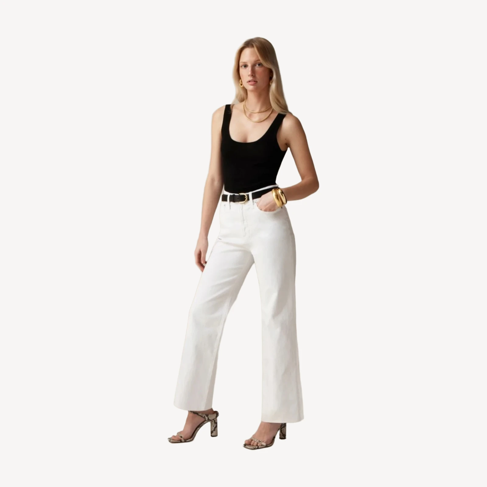 Slim wide-leg jean in white wash