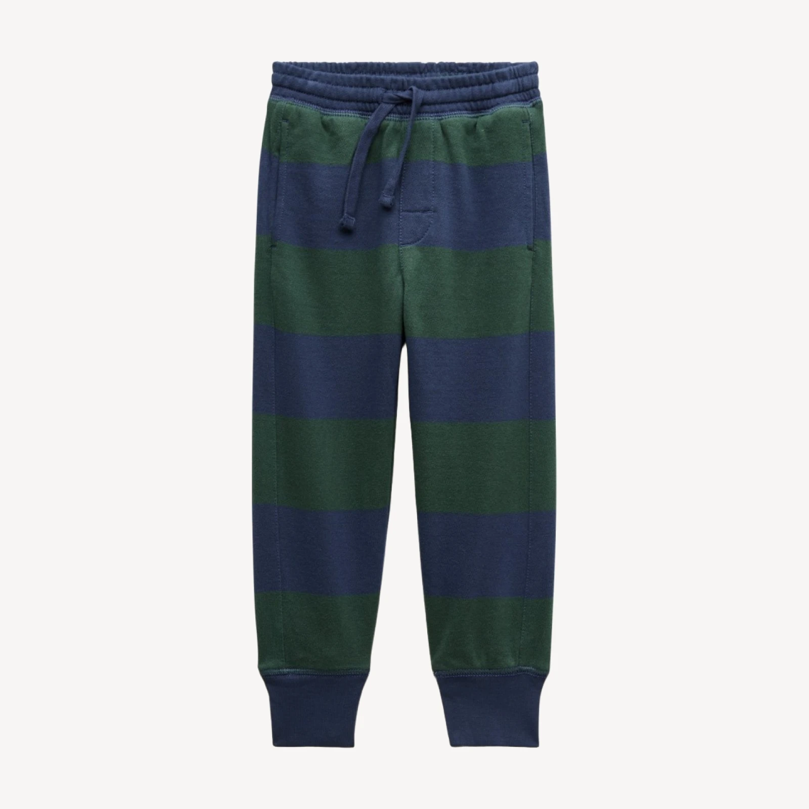 Kids' slim-slouchy jogger pant in rugby striped terry
