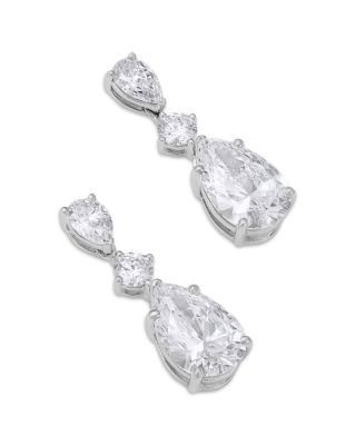 Bloomingdale's Fine Collection Luxe Collection Certified Lab Grown Diamond Mixed Cut Drop Earrings in 14K White Gold, 5.0 tcw