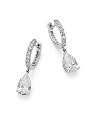 Bloomingdale's Fine Collection Luxe Collection Certified Lab Grown Diamond Pear Shaped Drop Earrings in 14K White Gold, 2.25 tcw