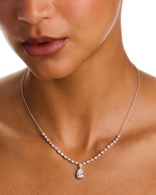 Bloomingdale's Fine Collection Luxe Collection Certified Lab Grown Diamond Mixed Cut Drop Necklace in 14K White Gold, 4.0 tcw