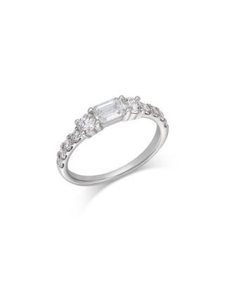 Bloomingdale's Fine Collection Luxe Collection Certified Lab Grown Diamond Emerald & Round Cut Band in 18K White Gold, 1.0 tcw