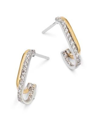 Bloomingdale's Fine Collection Diamond Double Row Hoop Earrings in 14K White & Yellow Gold, 0.20 tcw